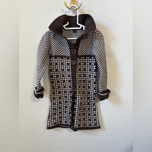 Bates Brown and White Knit Kids Dress Coat